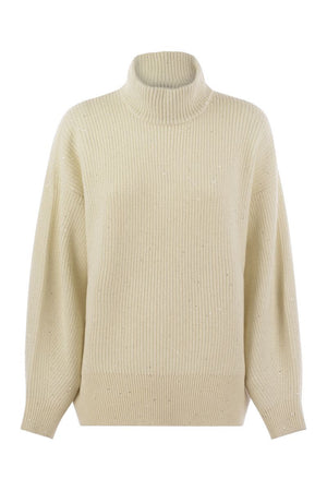 BRUNELLO CUCINELLI Luxe Cashmere-Wool Blend Sweater with Sparkling Sequins