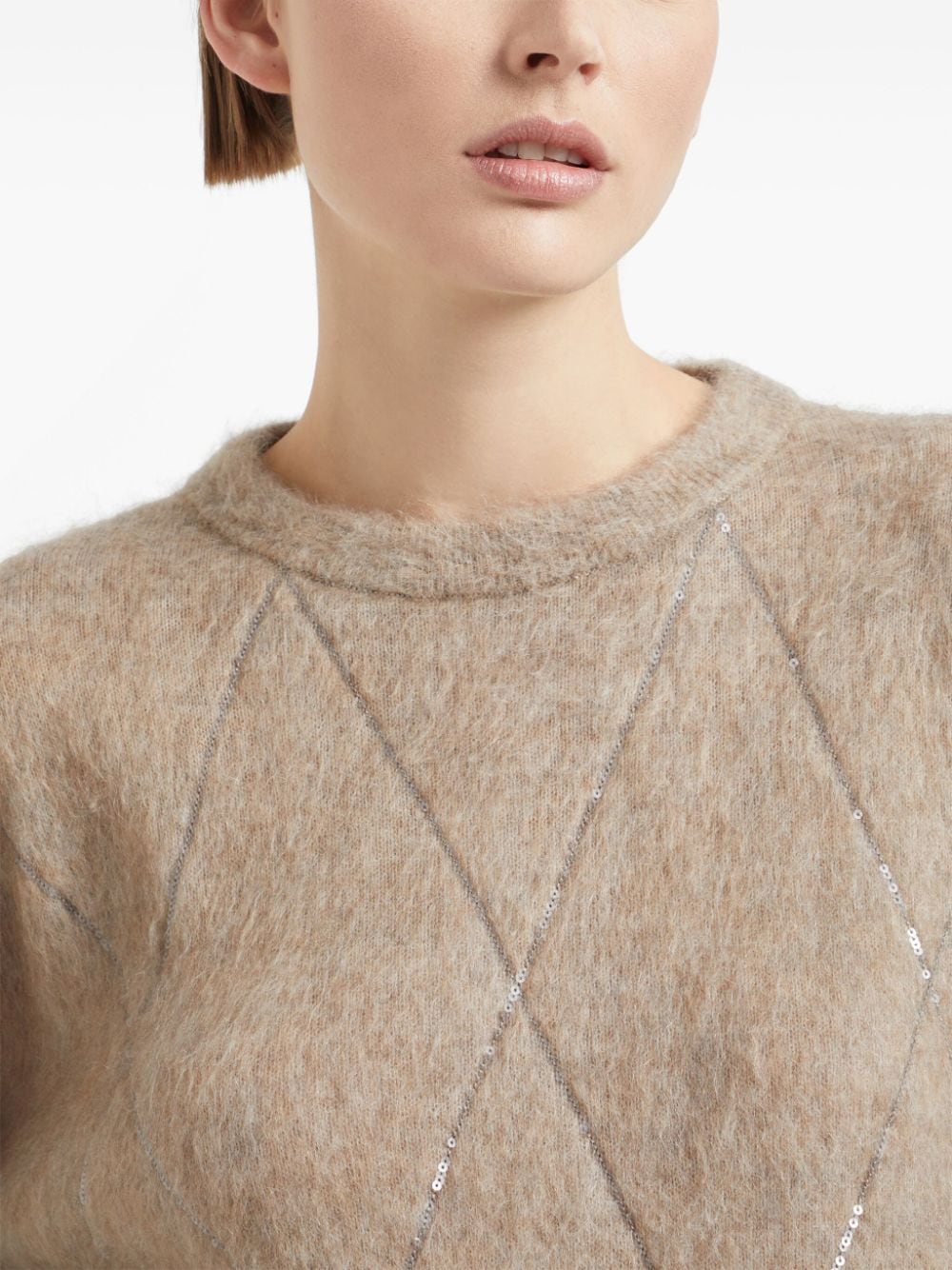 BRUNELLO CUCINELLI Wool Blend Sequin Crewneck Sweater