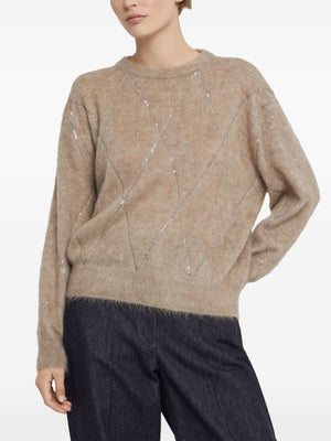 BRUNELLO CUCINELLI Wool Blend Sequin Crewneck Sweater