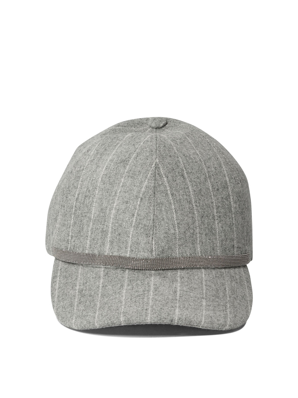 BRUNELLO CUCINELLI Chalkstripe Flannel Cap with Shiny Band