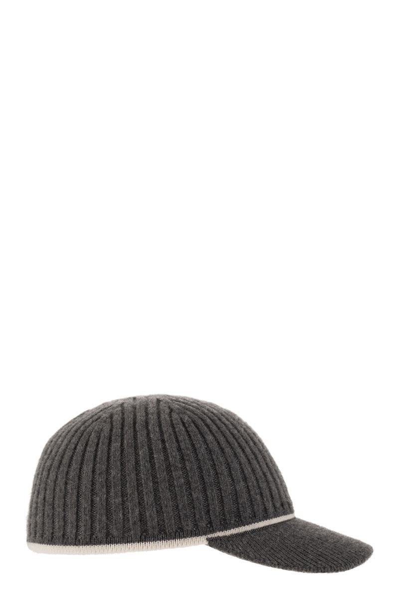 BRUNELLO CUCINELLI Luxury Ribbed Knit Baseball Cap with Jewel Detail