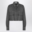 BRUNELLO CUCINELLI Cropped Grey Wool Shirt Jacket with Shiny Detail