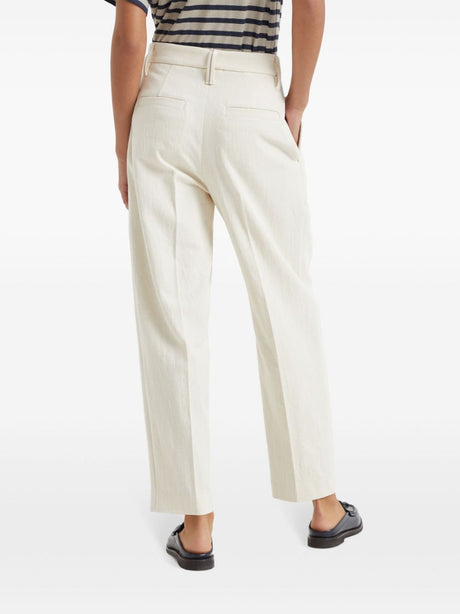 BRUNELLO CUCINELLI Slouchy Wide Leg Trousers with Shiny Detail