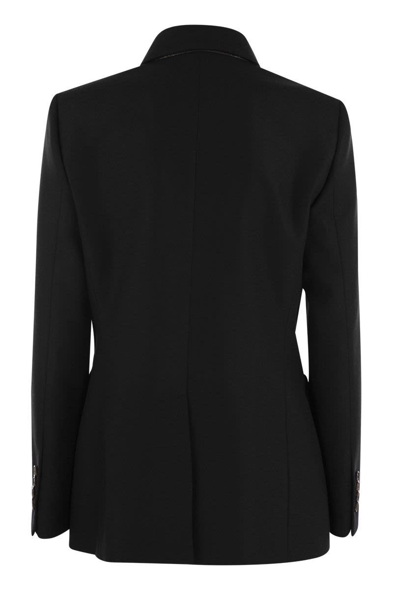 BRUNELLO CUCINELLI Elegant Wool-Cashmere Jacket with Jewel-Embellished Collar