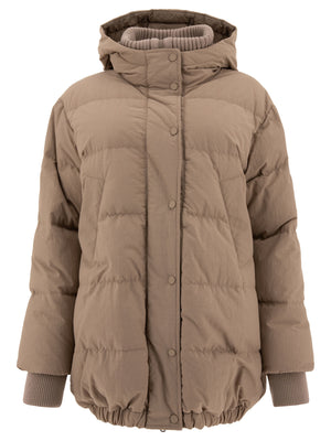 BRUNELLO CUCINELLI Elegant Beige Down Jacket in Technical Cotton