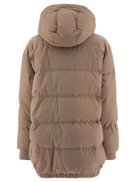 BRUNELLO CUCINELLI Elegant Beige Down Jacket in Technical Cotton