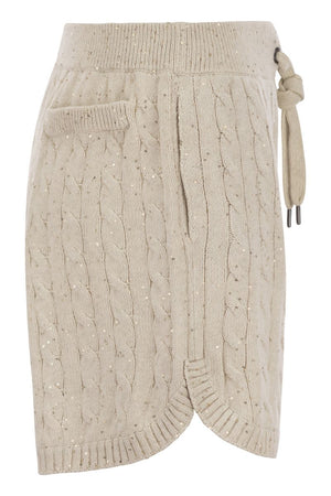 BRUNELLO CUCINELLI Woven Cotton Shorts with Sequins for Women