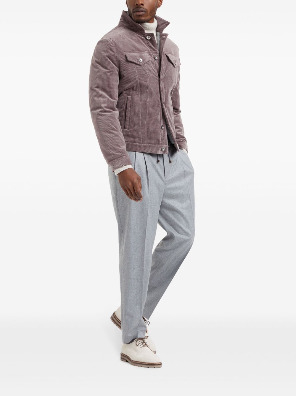 BRUNELLO CUCINELLI Elegant Tapered Wool Trousers in Light Grey