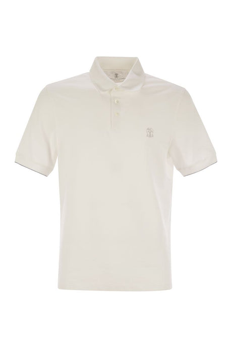 BRUNELLO CUCINELLI Classic Cotton Polo Shirt with Printed Logo