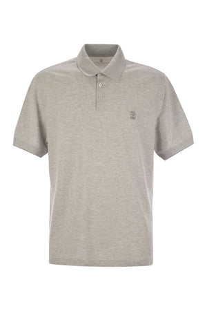 BRUNELLO CUCINELLI Classic Cotton Polo Shirt with Printed Logo