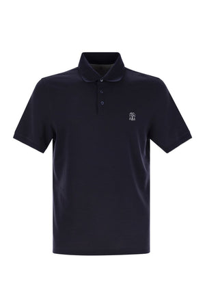 BRUNELLO CUCINELLI Classic Cotton Polo Shirt with Printed Logo