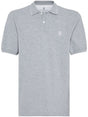 BRUNELLO CUCINELLI Light Grey Logo Cotton Polo Shirt