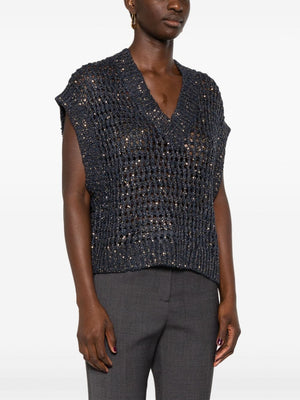 BRUNELLO CUCINELLI Dazzling Open Knit Vest for Women