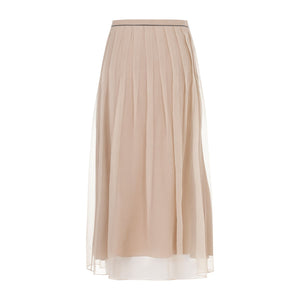 BRUNELLO CUCINELLI Beige Silk Skirt for Women - SS24 Collection