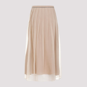 BRUNELLO CUCINELLI Beige Silk Skirt for Women - SS24 Collection