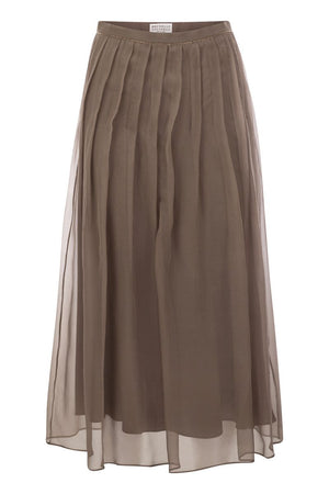 BRUNELLO CUCINELLI Beige Silk Skirt for Women - SS24 Collection