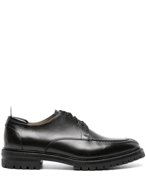 THOM BROWNE Classic Derby Dress Shoes in Premium Black Leather