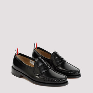 THOM BROWNE Black Pleated Varsity Loafers for Men - Spring/Summer 2024