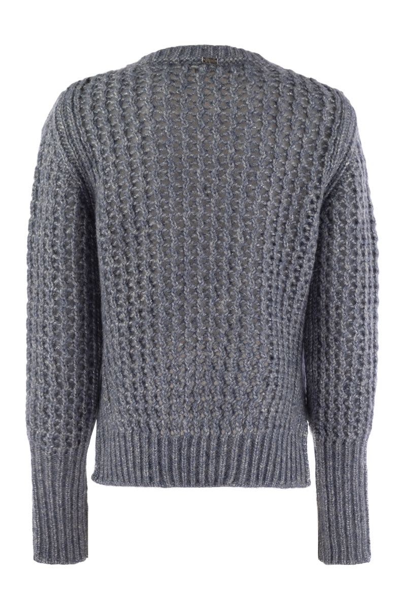 HERNO Elegant Alpaca-Wool Blend Sweater with Graphic Openwork