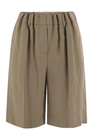 BRUNELLO CUCINELLI Elegant Gathered Waist Bermuda Shorts