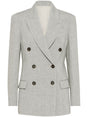 BRUNELLO CUCINELLI Women's Ash Grey Linen Double-Breasted Jacket