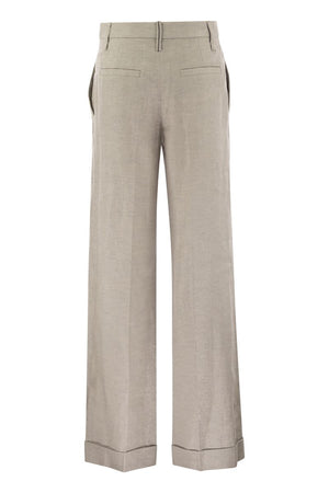 BRUNELLO CUCINELLI Light Grey Straight Pants for Women - 24SS Season