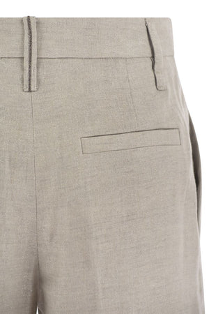 BRUNELLO CUCINELLI Light Grey Straight Pants for Women - 24SS Season