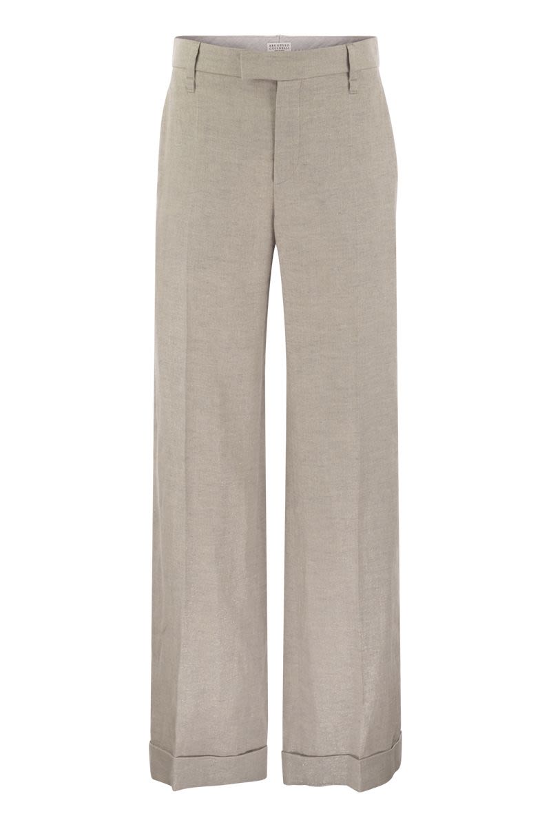 BRUNELLO CUCINELLI Light Grey Straight Pants for Women - 24SS Season