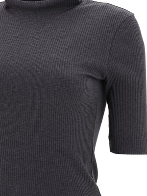 BRUNELLO CUCINELLI Sleek Cotton Ribbed T-shirt with Monili Detail