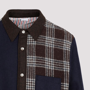 THOM BROWNE Men's Brown Wool Snap Front Shirt Jacket for FW23