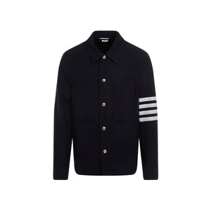 THOM BROWNE Luxury Wool-Cashmere Utility Jacket with Patch Pockets