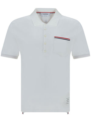 THOM BROWNE Men's Navy Blue RWB Cotton Polo Shirt