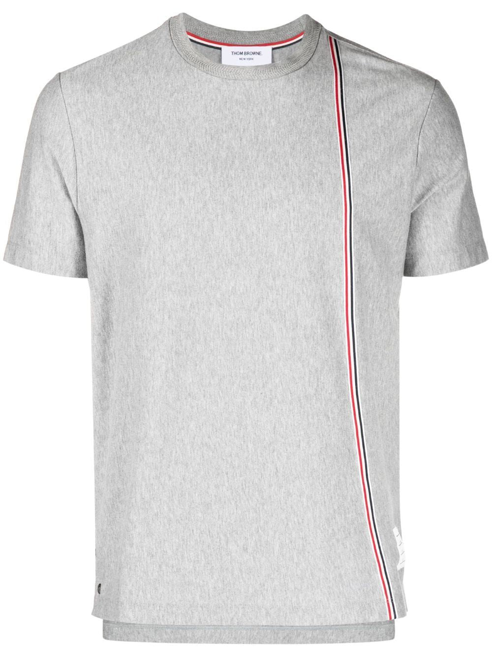 THOM BROWNE Men's Medium Grey Cotton Short Sleeve Tee for SS24