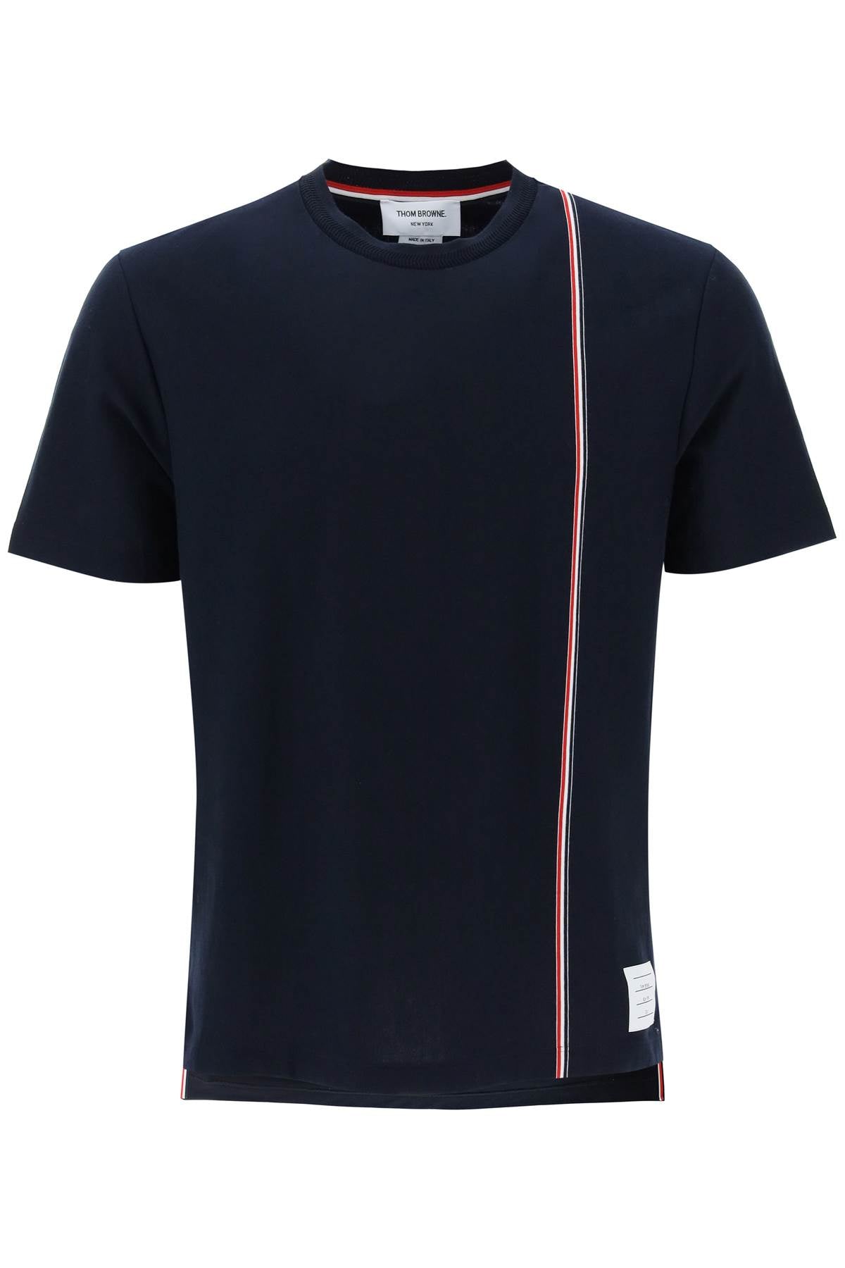 THOM BROWNE Men's Medium Grey Cotton Short Sleeve Tee for SS24