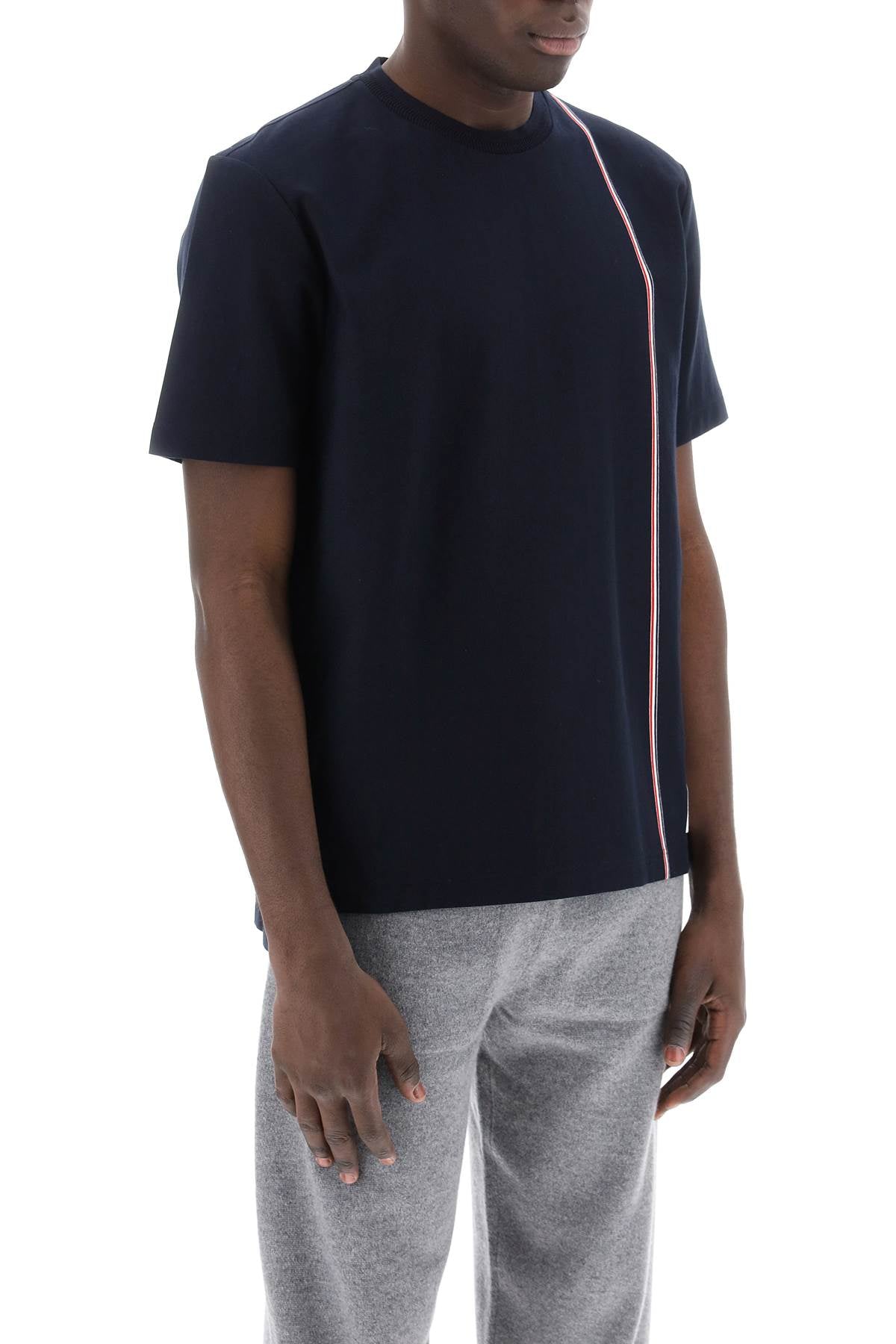 THOM BROWNE Men's Medium Grey Cotton Short Sleeve Tee for SS24