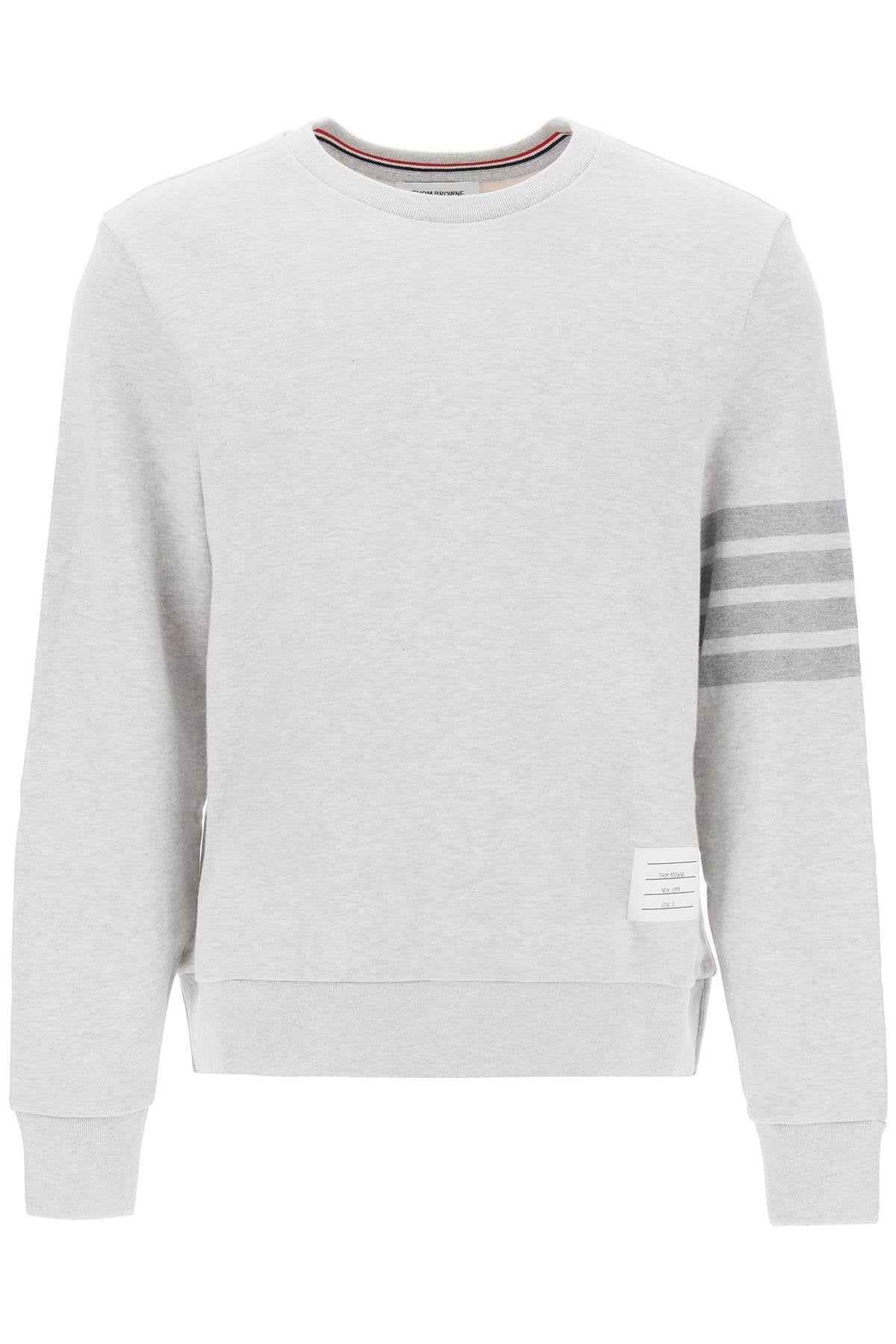 THOM BROWNE Mens LTGREY Crew Neck Sweatshirt in Classic Loopback for SS24