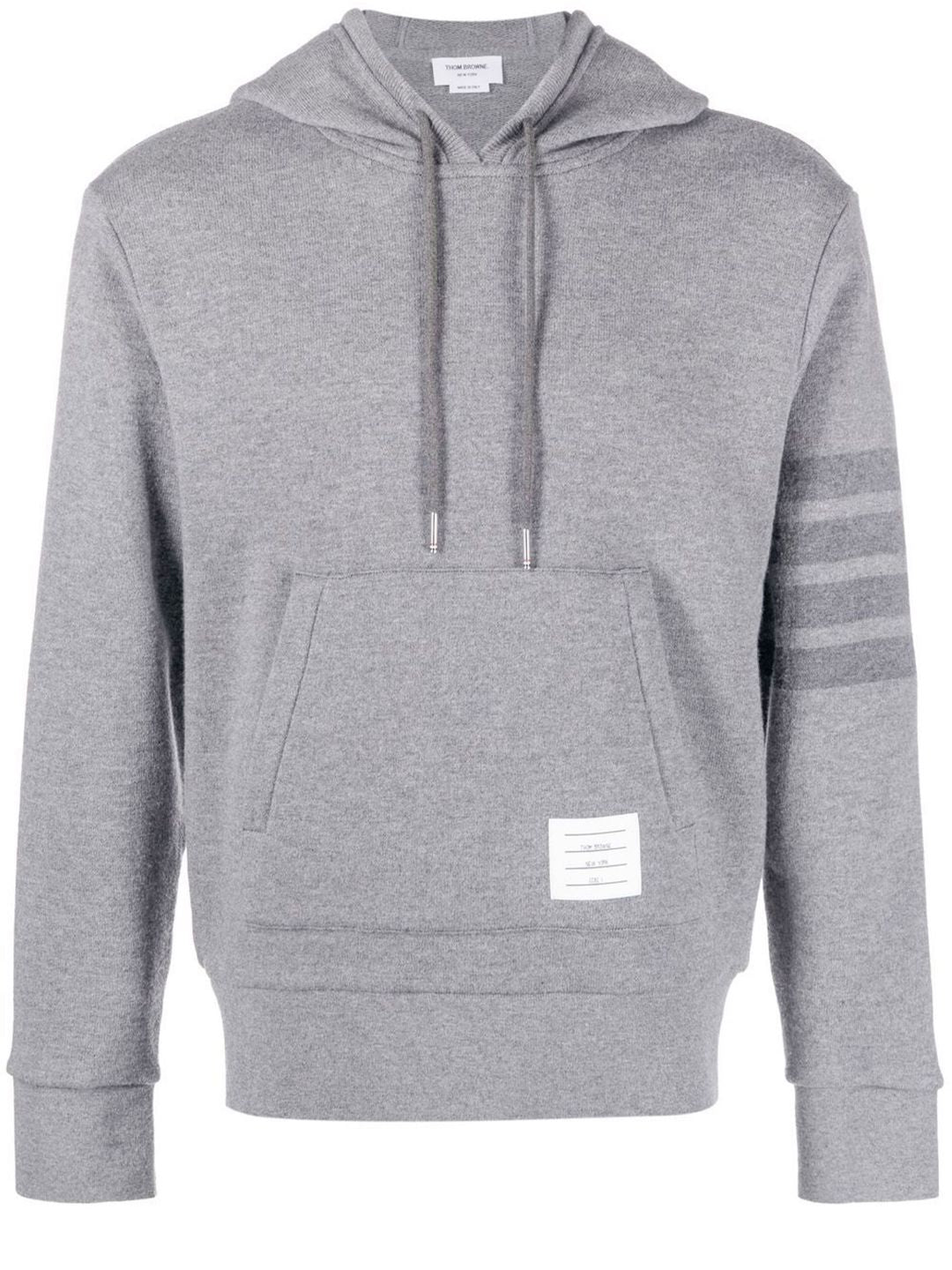 THOM BROWNE Tricolor Knit Hoodie for Men (Grey)