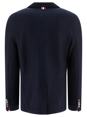 THOM BROWNE Classic Blue Cotton Jacket