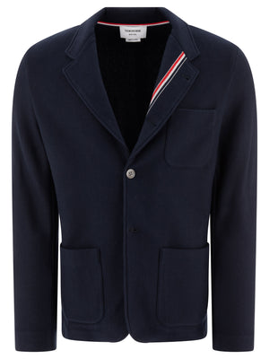 THOM BROWNE Classic Blue Cotton Jacket