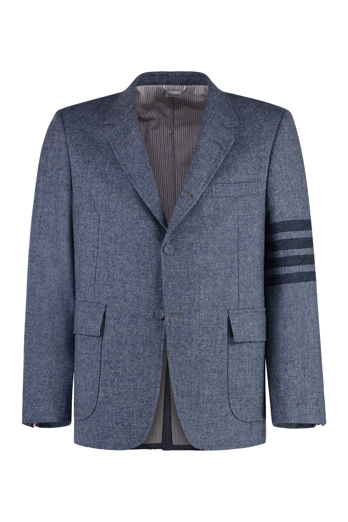 THOM BROWNE Elegant Wool Single-Breasted Blazer in Light Blue