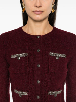 ELISABETTA FRANCHI Chic Maroon 5-Button Cardigan for Women