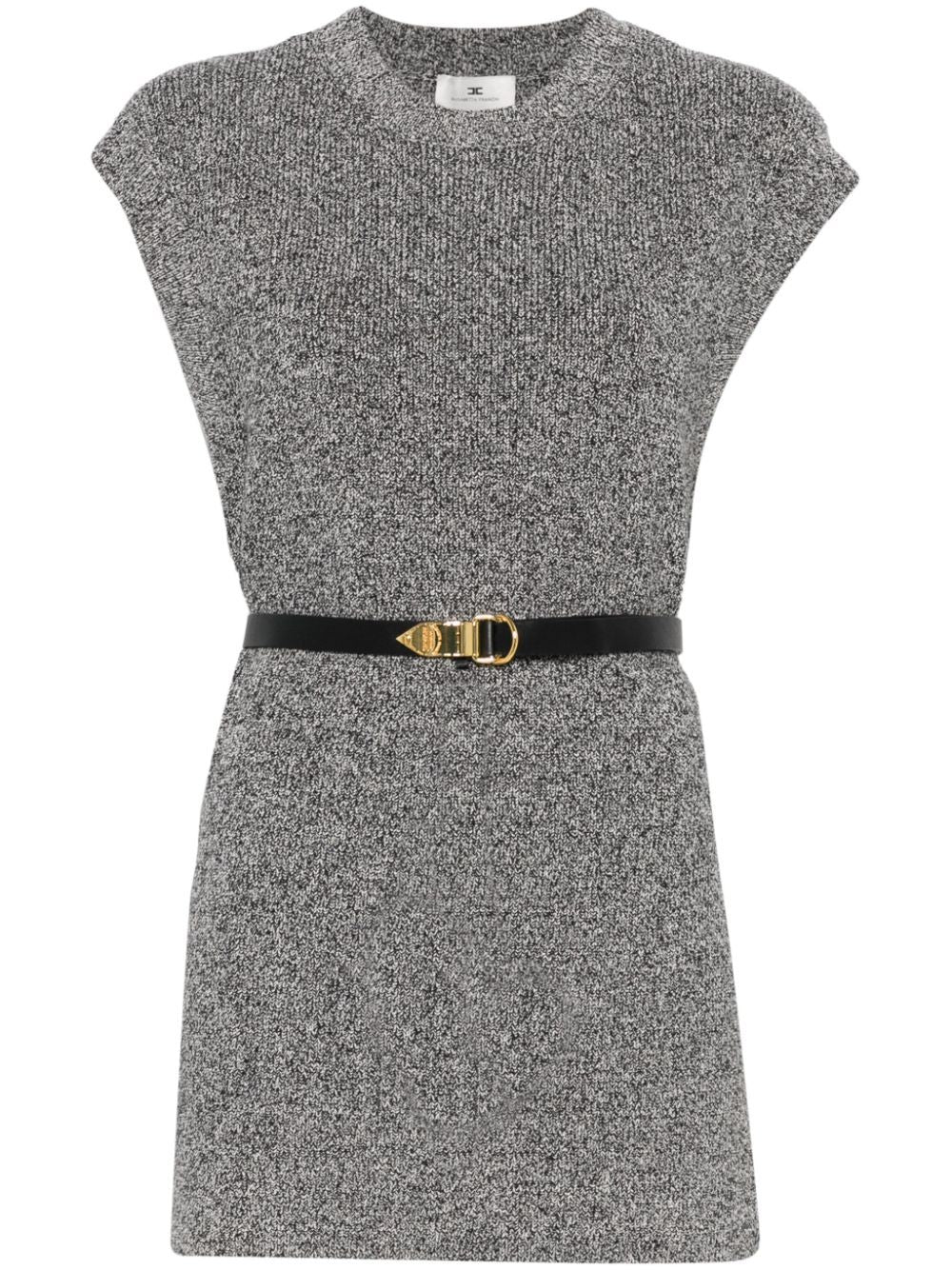 ELISABETTA FRANCHI Gray Mini Cardigan with Belt