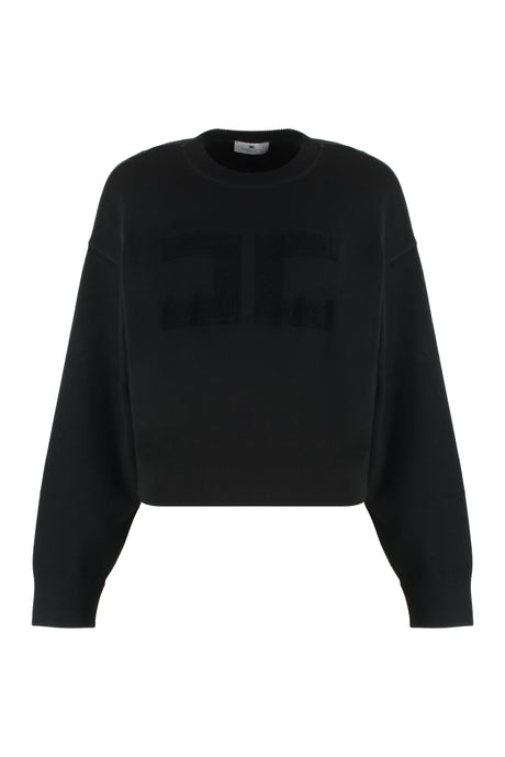 ELISABETTA FRANCHI Embellished Black Knit Sweater for Women