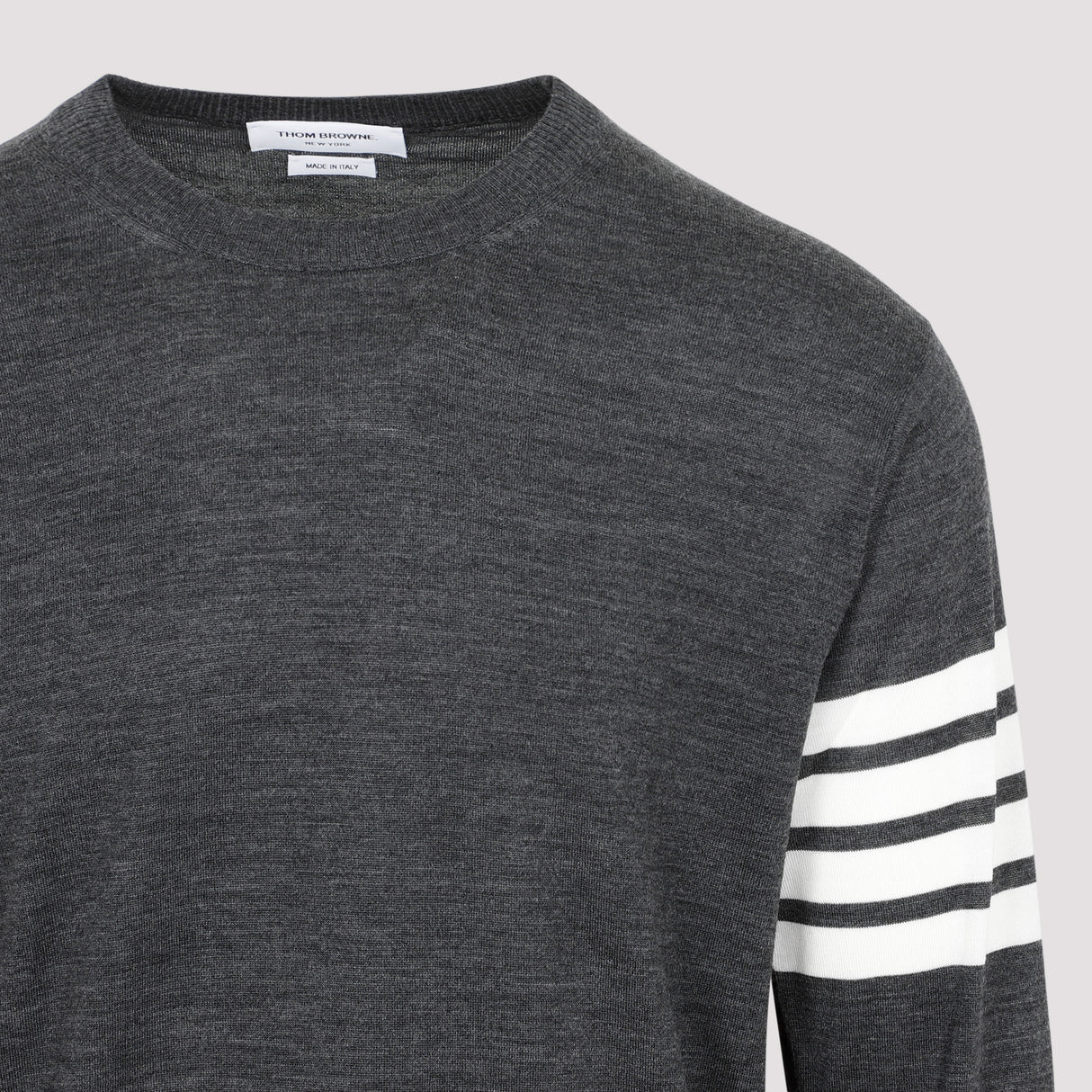 THOM BROWNE Lightweight 4-Bar Crewneck Pullover - Size 3