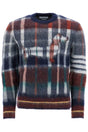 THOM BROWNE Men's Brushed Mohair Tartan Crewneck Pullover - Size 2