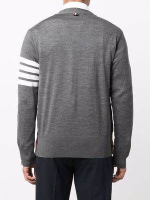 THOM BROWNE Grey Merino 4-Bar Knit Cardigan for Men - FW23