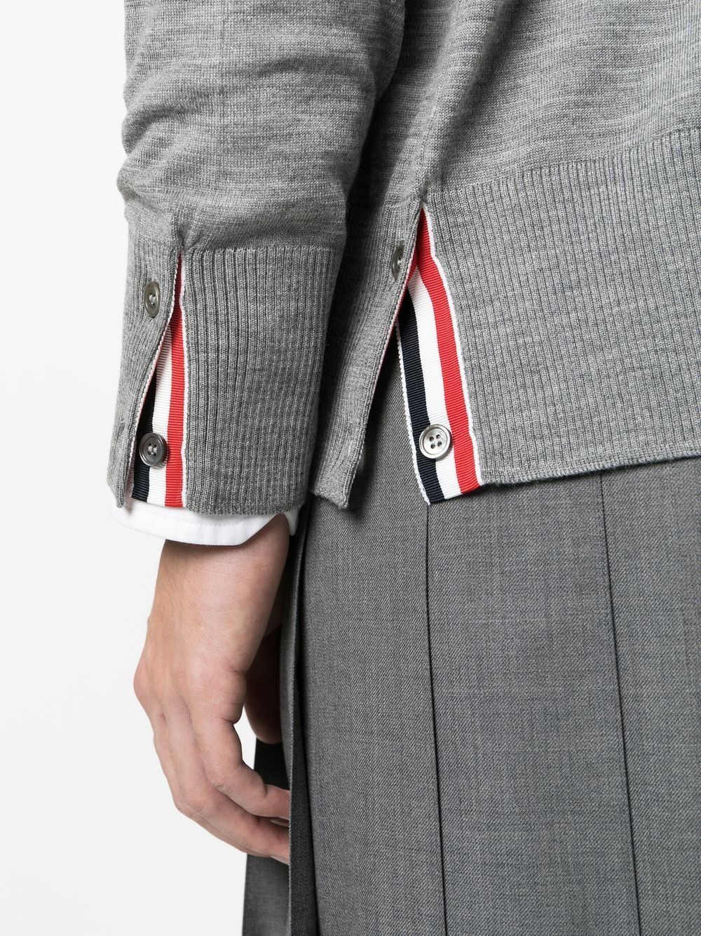 THOM BROWNE Grey Wool 4-Bar Cardigan for Men - SS24 Collection