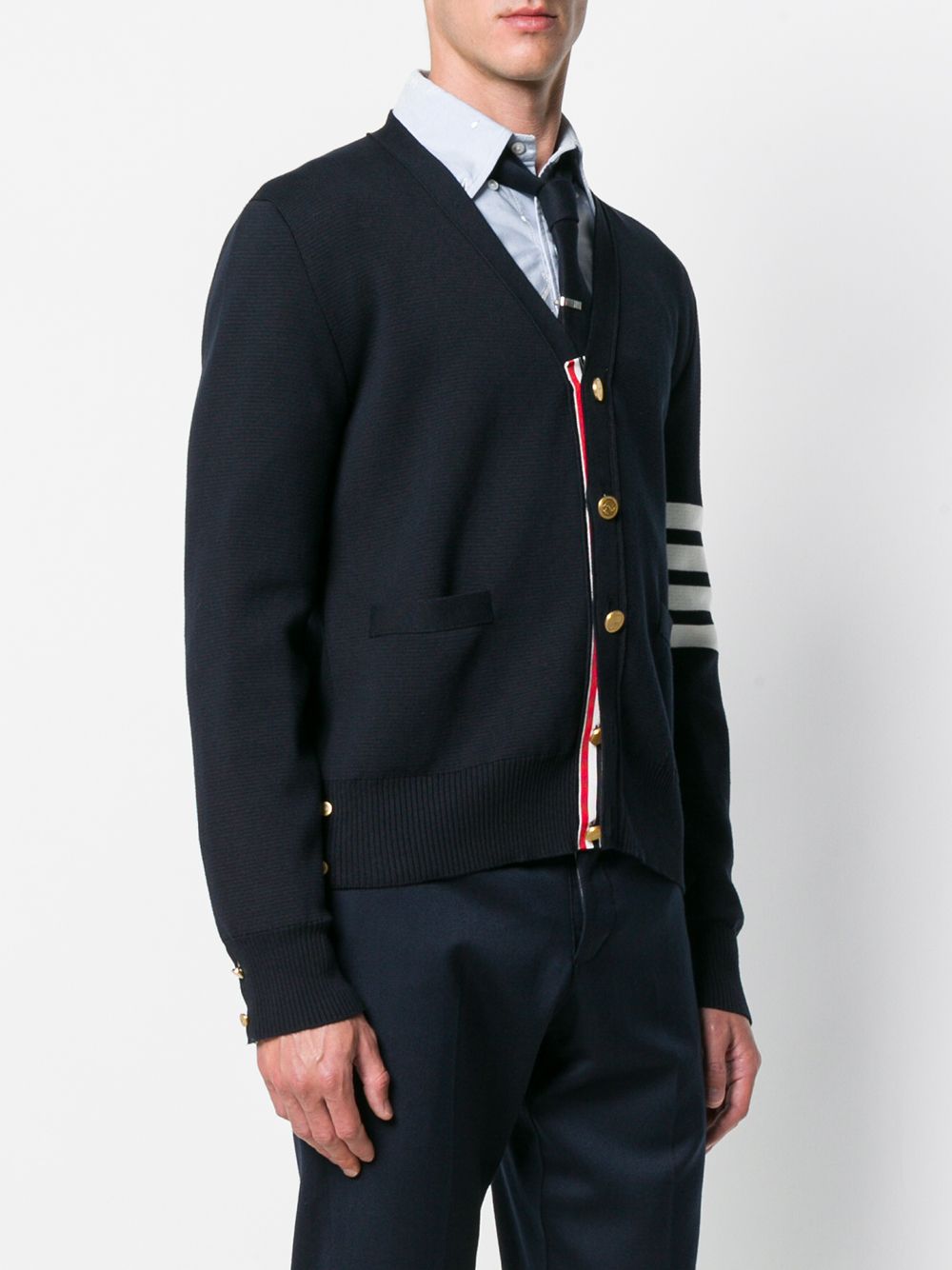 THOM BROWNE Navy Blue 4-Bar Cardigan for Men