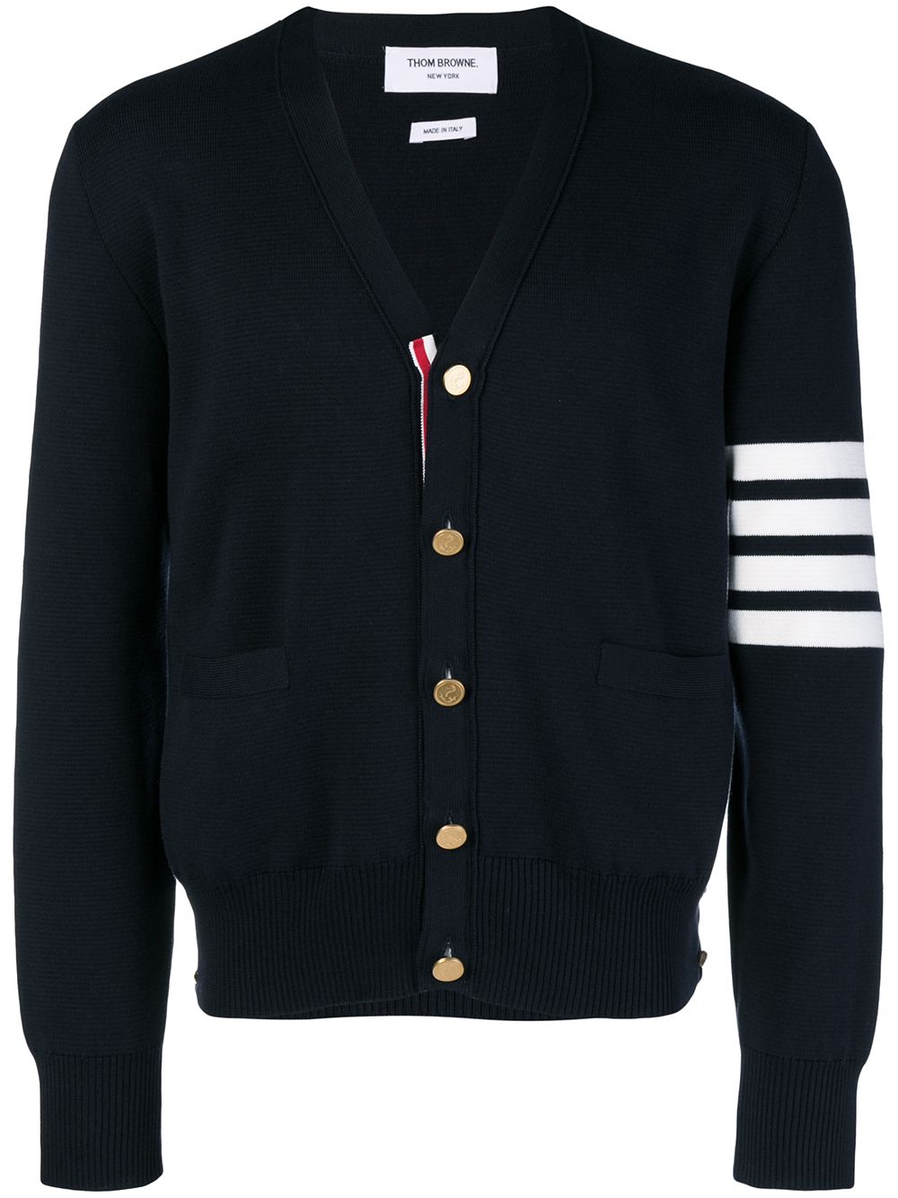 THOM BROWNE Navy Blue 4-Bar Cardigan for Men