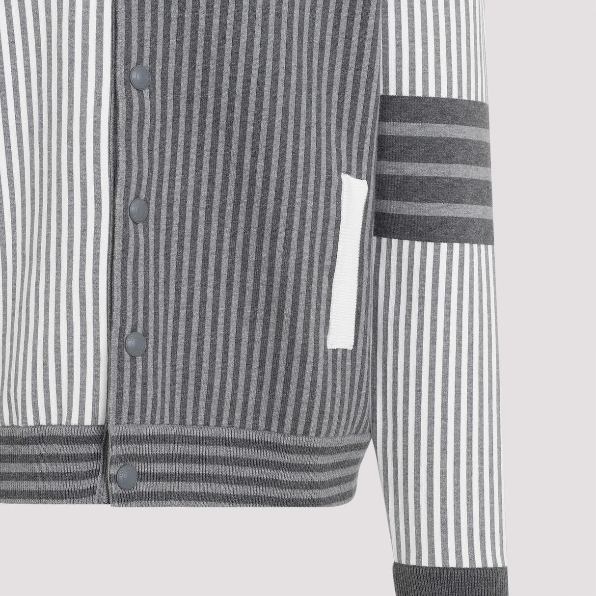 THOM BROWNE Men's Gray Polo Collar Bomber Jacket for SS24